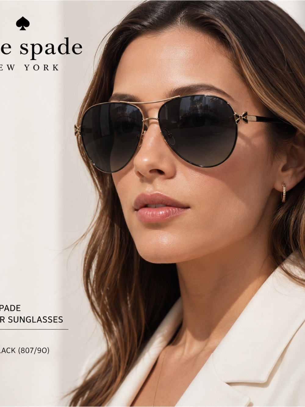 kate spade Black and Gold Aviator Sunglasses